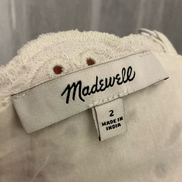 Madewell Ivory Lacey Eyelet Linen Blend Beachy Cropped Tank Top Woman Size 2 - Picture 3 of 11